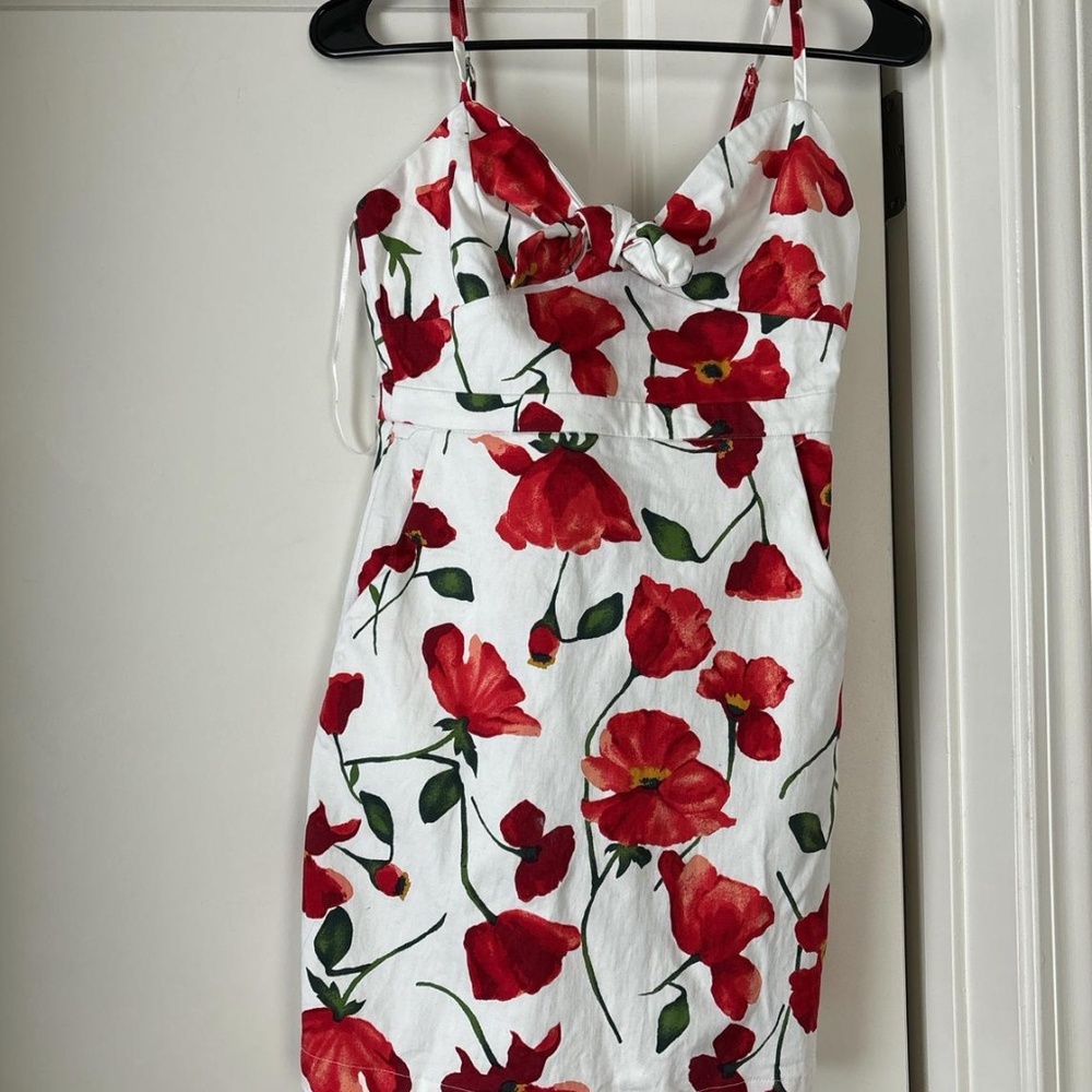 GB White and Red Floral Dress